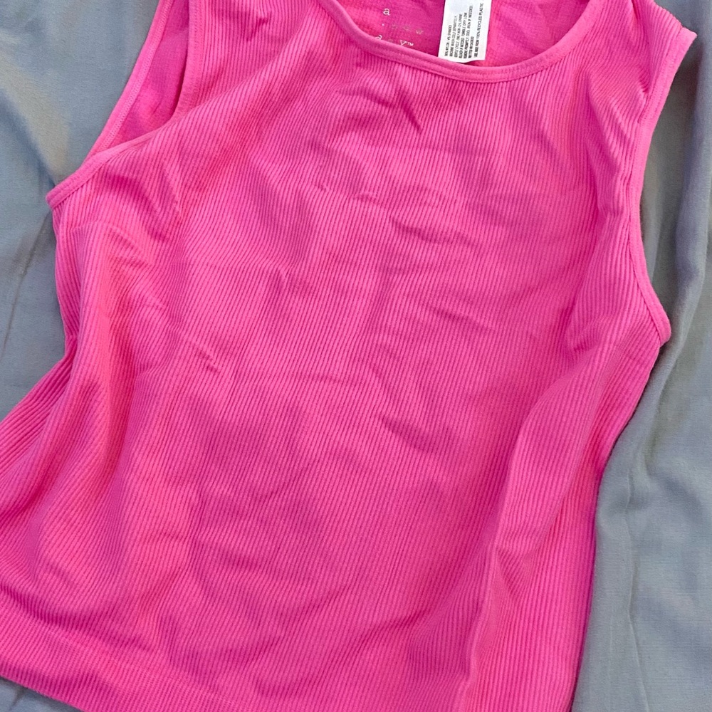 a new day Vibrant Pink Ribbed Tank Top